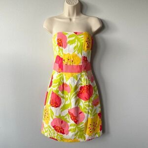 Lilly Pulitzer Colorful Vibrant Floral Strapless Dress Size 4